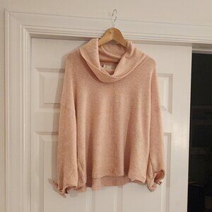 NWT Anthropology Pink  Cowl Neck Sweater, Oversized, Large